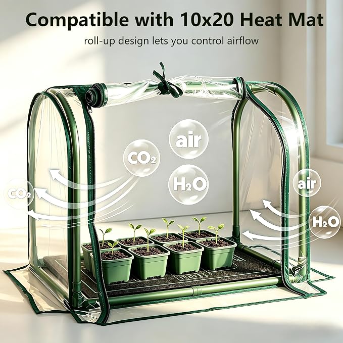 Mini Indoor Greenhouse Tabletop Garden Nursery Plant Cover Tent Humidity Domes for Home Gardening Germination and Seedling Propagation - 23x12x16.5 Inches