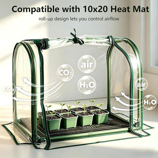 Mini Indoor Greenhouse Tabletop Garden Nursery Plant Cover Tent Humidity Domes for Home Gardening Germination and Seedling Propagation - 23x12x16.5 Inches