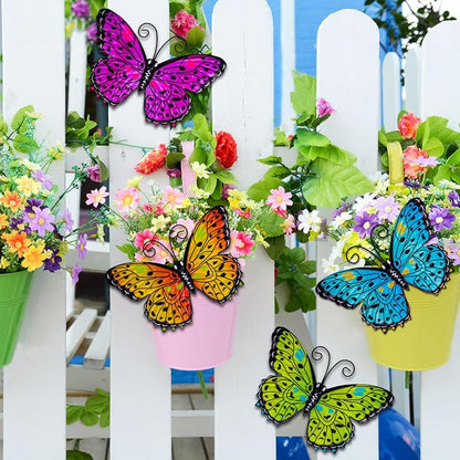 RICHIE Metal Butterfly Wall Decor Outdoor Fence Wall Art Decor, Wall Sculpture Hanging Decoration for Garden Yard Living Room Bedroom Patio Balcony(4 Pack)