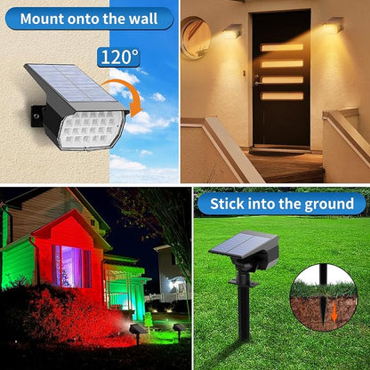 Tadyreal Solar Color Changing Spot Lights Outdoor Waterproof Colored RGB Solar Powered Landscape Lights for Yard 7 Lighting Modes Multicolor Solar Spotlights for Pathway Garden Outside (6 Pack)