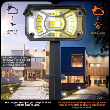 LEREKAM Solar Spot Lights,IP65 Waterproof 40 LED's Landscape Spotlights,3 Modes Outdoor Garden Lights, 360 Adjustable Lighting Angle, Solar Powered Wall Lights for Yard Porch 10 Pack
