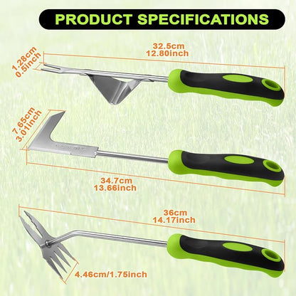 Weed Puller Kit, Crack Weeder Crevice Weeding Tool, Stainless Steel L-Shaped Hand Weeder Tool, Portable Manual Weed Puller Tool for Garden, Patio Lawn, Planting Weeding - 3 Pack