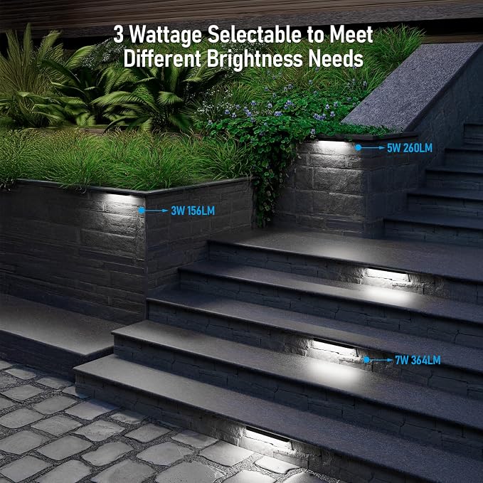 LEONLITE 8-Pack 12 Inch LED Hardscape Lighting, 3W/5W/7W, 5000K Daylight | Update Dimmable Retaining Wall Lights, Low Voltage Landscape Lighting, 12-24V AC/DC Paver Light, Outdoor Step Lights, ETL