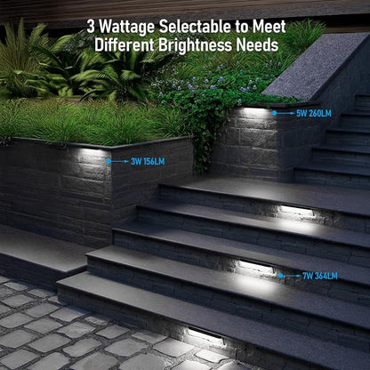 LEONLITE 8-Pack 12 Inch LED Hardscape Lighting, 3W/5W/7W, 5000K Daylight | Update Dimmable Retaining Wall Lights, Low Voltage Landscape Lighting, 12-24V AC/DC Paver Light, Outdoor Step Lights, ETL