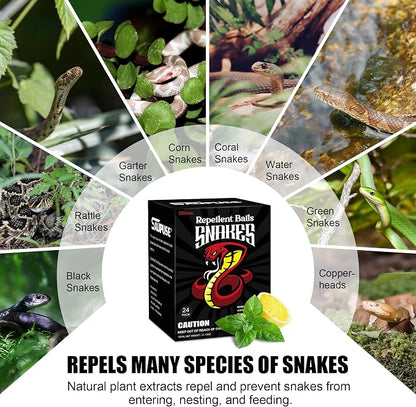 Snake Repellers For Outdoor And Patio Snake Repellent, Powerful And Natural Ingredients Snake Repellent Balls For Lawn, Garden, Fishing, Home, Camping Repel Snakes, Moths And Other Small Pests.24 Pack