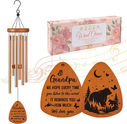 Grandpa Wind Chime for Outside: Grandpa Gifts, Metal Wind Chimes, Thoughtful Birthday Father's Day Christmas Thank You Gift for Grandfather, Home Garden Patio Yard Decor