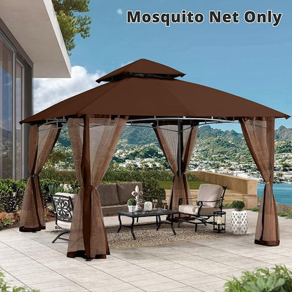 MASTERCANOPY Patio Gazebo Mosquito Netting Screen Walls (10x10, Coffee)