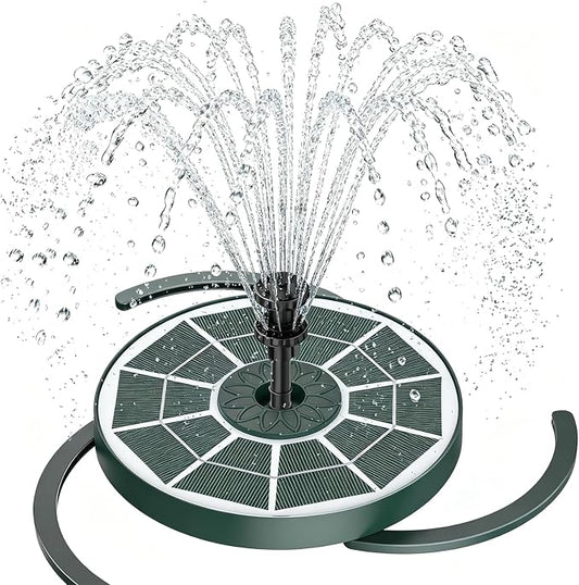 AISITIN 3.5W Solar Bird Bath Fountain Built-in 1500mAh Battery, Solar Water Pump with 8 Nozzles, Solar Powered Fountain Pump for Garden Birdbath Pool Fish Tank Pond and Outdoor (Dark Green)