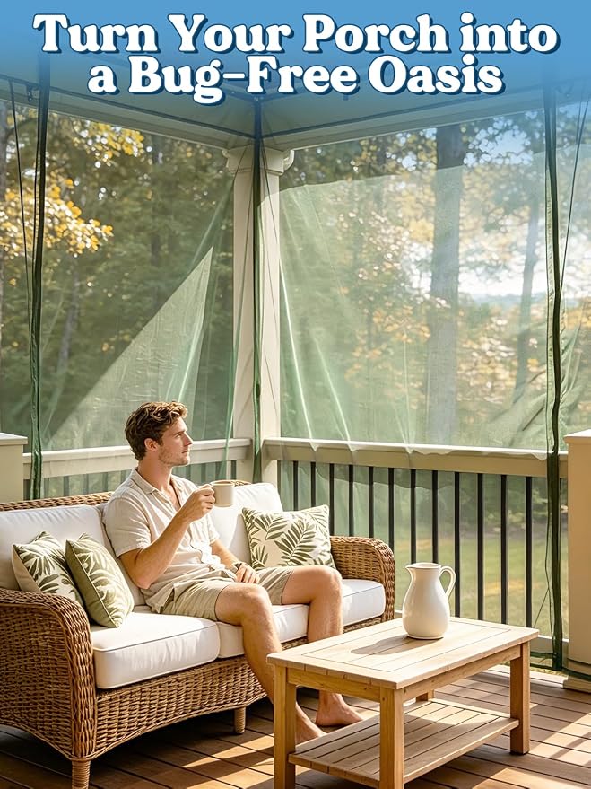 ANPHSIN 40x10ft Ultra fine Mosquito Net for Patio - Mesh Netting Screen for Outdoor Garden Porch Balcony, Protects Skin & Plants from Bugs, Birds, Green
