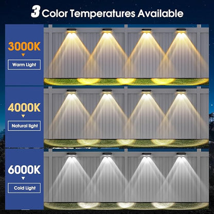 AUDLES Fence Lights Solar Powered, 12 Pack 3 Color Temp LED Solar Fence Lights Outdoor, IP65 Waterproof Landscape Step Lights for Backyard, Patio, Railing, Garden, Yard, Home Improvement