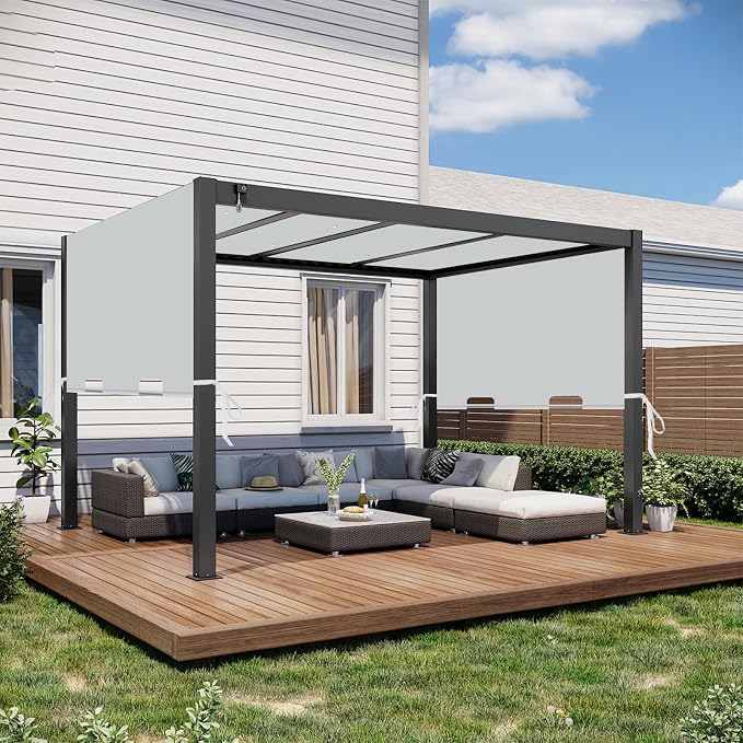 85"x 208" Universal Pergola Shade Cover, Garden Shade Replacement for 17x7.4 Ft Outdoor Pergola Structure, Patio Gazebo Canopy, Porch, Balcony Waterproof Top (Cover Only, Light Gray)