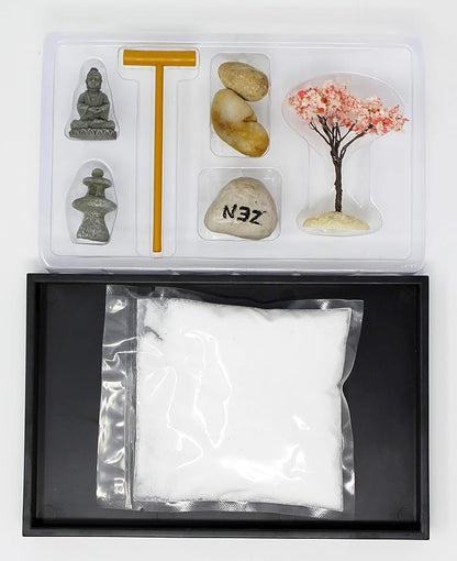 Nature's Mark, Mini Meditation Zen Garden Table Décor Kit with Accessories (8Lx5W Rectangle C)