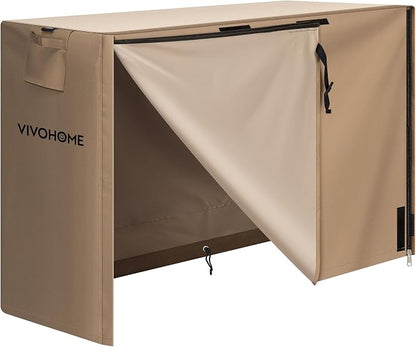 VIVOHOME 5ft Firewood Log Rack Cover, Heavy Duty 600D Oxford, Double Layer Outdoor Weather Resistant Fire Wood Storage Holder Cover with Zipper and Hook Loop Tape, Brown