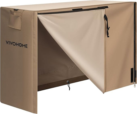 VIVOHOME 5ft Firewood Log Rack Cover, Heavy Duty 600D Oxford, Double Layer Outdoor Weather Resistant Fire Wood Storage Holder Cover with Zipper and Hook Loop Tape, Brown