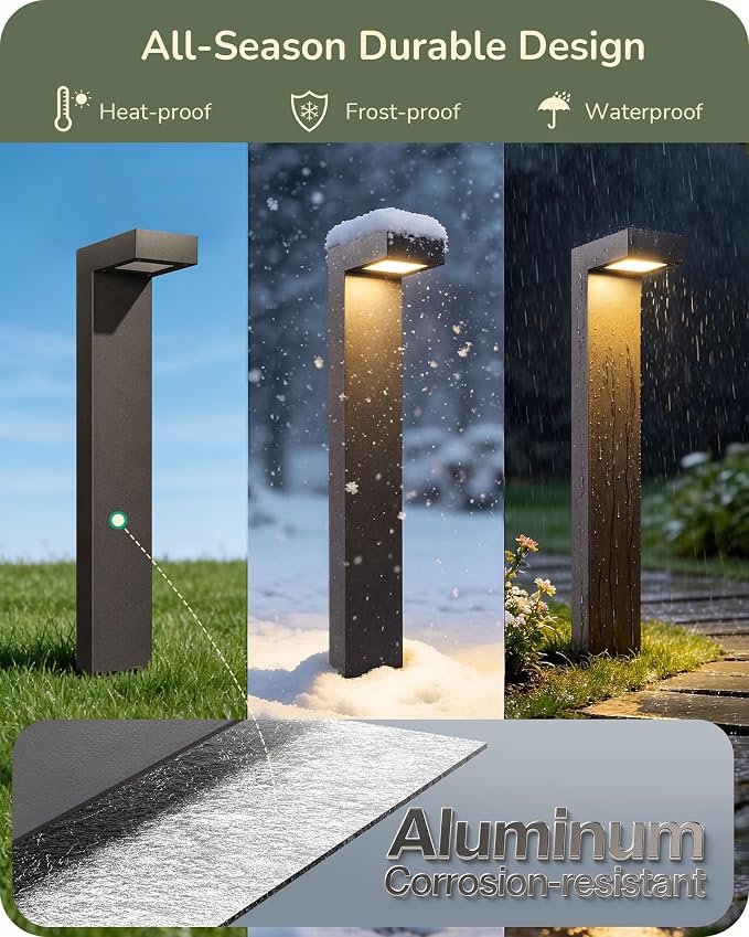 EDISHINE Low Voltage Pathway Lights Wired, 3000K 3.2W 50,000Hrs Waterproof LED Outdoor Landscape Lighting with Connectors, 12V Modern Cast-Aluminum Landscape Path Lights for Walkway Garden, 4 Pack