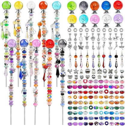 280 Pcs DIY Beaded Garden Stakes Kit with Bubble Stoppers | Garden stakes kit with beads colorful crystal stoppers, DIY fairy wands, garden decor, outdoor crafts