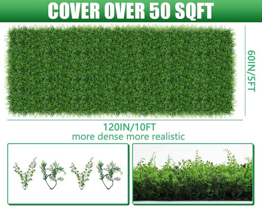 Grooy 60"x120"(50 SQFT) Artificial Hedge Grass Wall Roll Panels, Green Wall Panels, Plant Wall, Greenery Wall Backdrop, UV Protected Privacy Fence Screen for Outdoor Indoor Wedding Décor