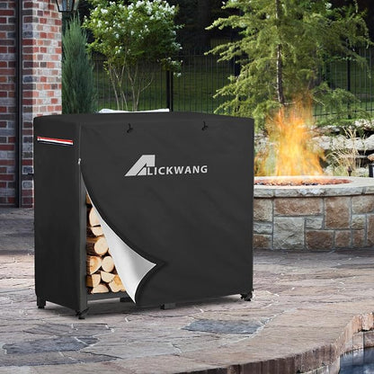 34Inch Firewood Rack Cover,Heavy Duty 600D Waterproof Outdoor Firewood Storage Rack Cover, All Weather Protection Firewood Rack Cover.14 D x 34" W x 31" H.Black(Cover Only)