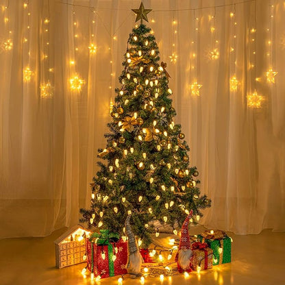 AWQ 100LED 81 FT C9 Christmas String Lights Plug in Fairy Twinkle String Lights 8 Modes Timer Function Waterproof Extendable for Indoor Outdoor Wedding Party Christmas Decoration (100, Warm White)