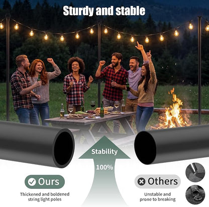 String Light Poles for Outdoor 2 Pack,10 Ft Outside String Light Pole for String Lights, Backyard Patio Light Poles for Parties Bistro Wedding