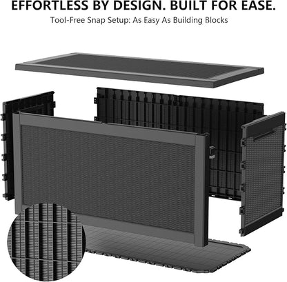 Outdoor Storage Box, 320 Gallon Waterproof Deck Box [Upgraded 3.0], Dual Gas-Spring Ultimate Resin Organizer for King Cushions, Heavy-Duty Lockable Estate Storage Bench, Backyard BBQ, Black