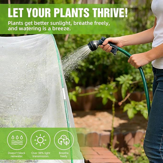 Garden Netting Kit with 36Pcs Garden Hoops, 10x20FT Ultra-Fine Mesh | Insect Barrier for Vegetables, Fruits & Flowers | Raised Bed & Row Cover Protection