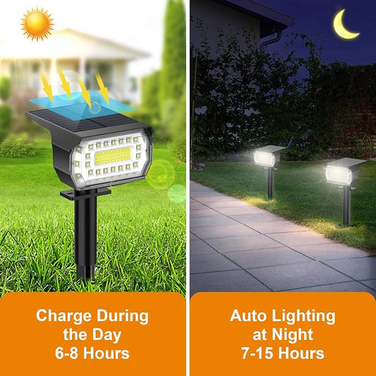 LANSOW Solar Spot Lights Outdoor, [8 Pack/76 LED] 2-in-1 Solar Landscape Spotlights, 3 Modes IP65 Waterproof Dusk to Dawn Solar Powered Flood Wall Lights for Outside Yard Garden Pathway(Cool White)