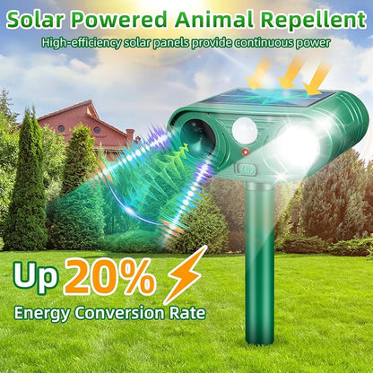 Solar Animal Repeller Outdoor 4 Pack, Motion Activated Deer Deterrent | Motion Activated Cat Repellent with LED Strobe Light Repeller Keep Squirrel Raccoon Skunk Rabbit Away from Yard Garden Farm