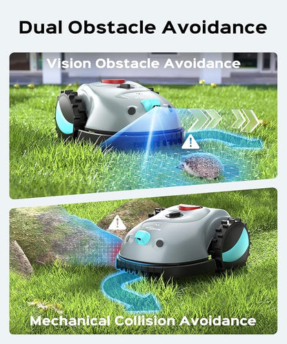 YARDCARE V100 Robotic Lawn Mower – Visual Navigation & Smart Obstacle Avoidance, Adjustable Cutting Height 0.8–2.4 in, Low-Noise Auto Mowing for Small Lawns up to 1,600 sq ft