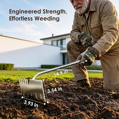 Weed Puller Tool, 2026 Upgraded Portable Manual Weeding Tools Gardening, 6 Teeth Dual Head Stainless Steel Hand Garden Weeding Rake, Weed Remover Tool for Gardening Backyard Yard Farm Planting Weeding