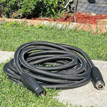 HQMPC Garden Hose 5/8"IDx30' Hose Stiff And Rigid Light Weight Durable Non Kinking Water Hose For Garden Lawn Waterring Female Brass Hose Fittings 30 FEET Black(Leight weigh arround 1 kgs)