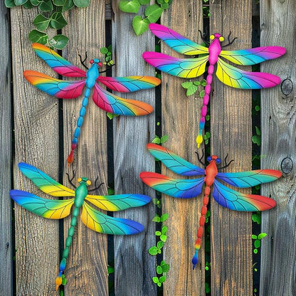 Large Metal Dragonfly Wall Decor, 4 Pack 13 inch Metal Dragonflies Wall Art Hanging Sculpture Decorations for Outdoor, Yard Patio Fence Garden Outside Decor