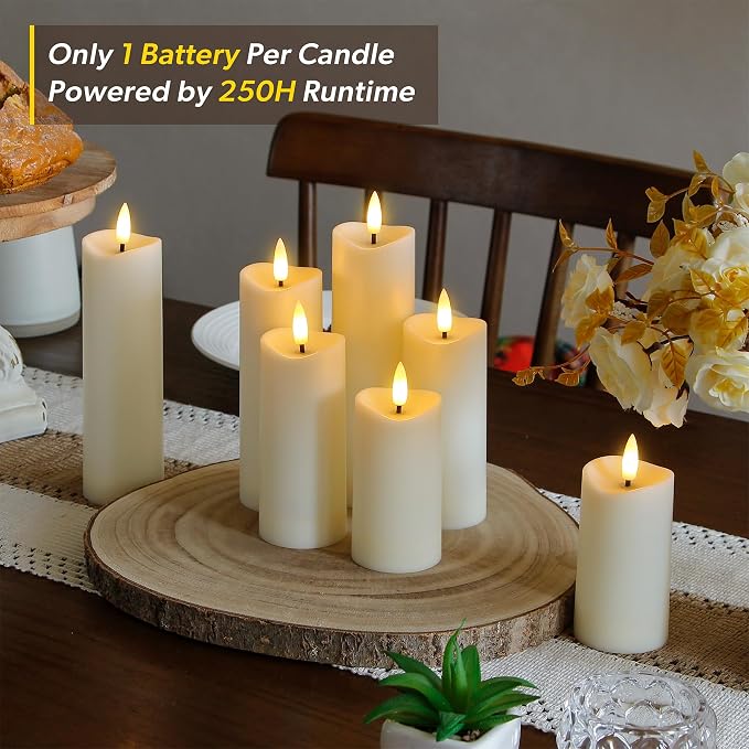 Waterproof Flameless 2.2" x4" 4" 5" 5" 6" 6" 7" 7" Pillar Candles with Remote Control and Timer, LED Ivory Battery Operated Plastic Wave-Shaped Design Pack of 8 Outdoor Flickering