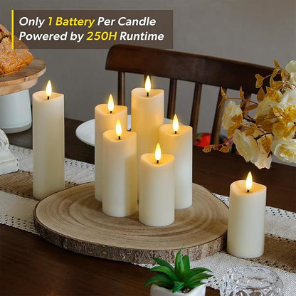 Waterproof Flameless 2.2" x4" 4" 5" 5" 6" 6" 7" 7" Pillar Candles with Remote Control and Timer, LED Ivory Battery Operated Plastic Wave-Shaped Design Pack of 8 Outdoor Flickering