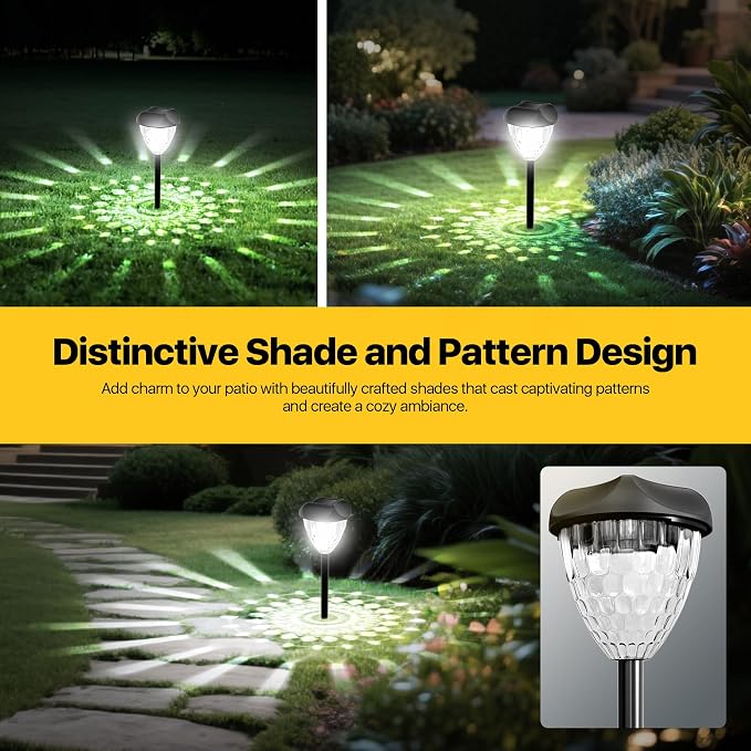 Ensenior Solar Pathway Lights Outdoor - 16-Pack, 6500K LED Landscape Garden Lights, IP65 Waterproof, Tool-Free Auto ON/Off for Garden Yard Patio Walkway Landscape, 14.17" Height