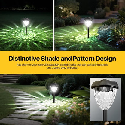 Ensenior Solar Pathway Lights Outdoor - 16-Pack, 6500K LED Landscape Garden Lights, IP65 Waterproof, Tool-Free Auto ON/Off for Garden Yard Patio Walkway Landscape, 14.17" Height