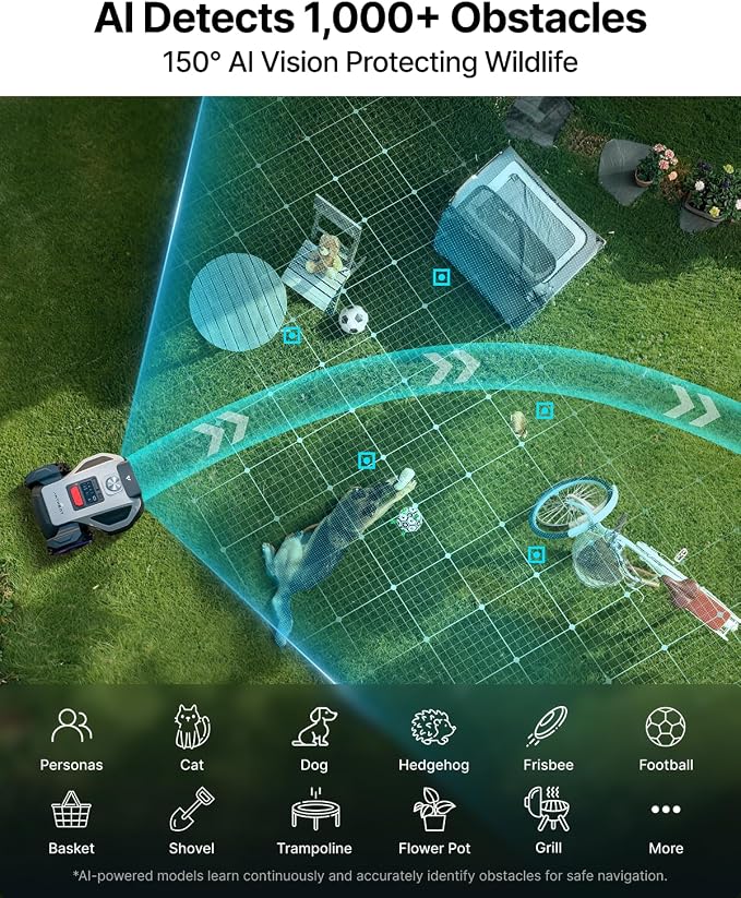 ANTHBOT M5 Lidar Robot Lawn Mower, 360°LiDAR+Vision Perimeter Wire Free 1/4 Acre, Vision Obstacle Avoidance Robotic Lawnmower with Automatic Mapping Zone Division, 45% Slope, App Control