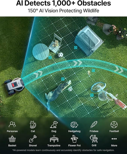 ANTHBOT M5 Lidar Robot Lawn Mower, 360°LiDAR+Vision Perimeter Wire Free 1/4 Acre, Vision Obstacle Avoidance Robotic Lawnmower with Automatic Mapping Zone Division, 45% Slope, App Control