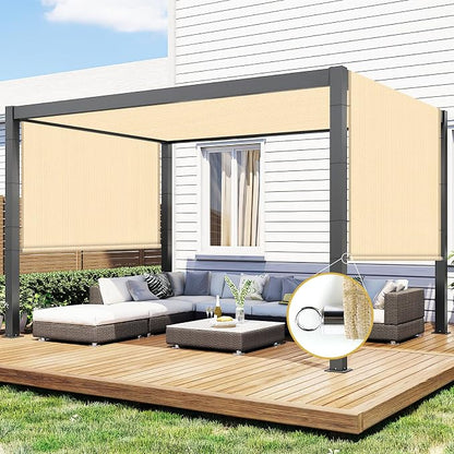 Shade&Beyond 10'x16' Pergola Shade Cover with Weighted Rods & Grommets, 90% UV Block Outdoor Sun Shade Cloth Canopy Replacement Cover for Patio Porch, Wheat | 200GSM HDPE Privacy Shade Screen Panel with Weighted Rods & Grommets, 90% UV Block Outdoor Su...