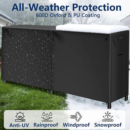 AMAGABELI GARDEN & HOME 8ft Firewood Cover Waterproof Log Rack Cover Outdoor Wood Rack Cover Heavy Duty 600D Oxford Firewood Storage Cover Fire Wood Holder Cover Black