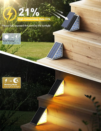 AUDLES 8PK Solar Step Lights, Outdoor Decor Stair Lights Deck Light Waterproof IP67 Solar Lights for Deck, Yard, Patio, Garden, Walkways, Front Door, Pathway, Driveway, Porch