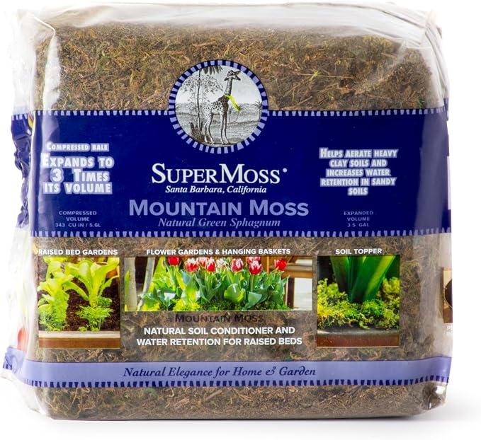 SuperMoss 23820 Mountain Moss Green Sphagnum, Mini Bale, Natural Dried