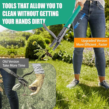 Pragmatist Stand Up Weed Puller Tool with Dual Weed Eject Tech, 4 Claw Steel Head Garden Tools 57.1" Long Handle Weeder, Heavy Duty No Bend Weed Remover for Dandelions, Thistles, Lawn and Yard