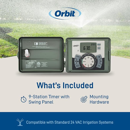 Orbit 57899 9-Station Outdoor Swing Panel Sprinkler System Timer