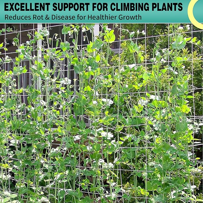 7X 30 Ft Nylon Trellis Netting, 6×6 Heavy Duty Trellis Mesh Garden Netting for Climbing Plants, Use for Tomatoes, Cucumbers, Peas, Grape Racks
