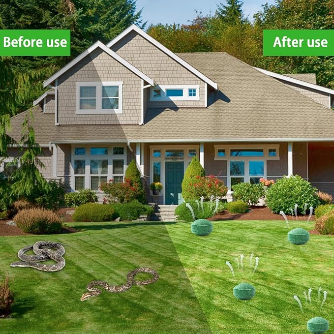 24 Pack Natural Snake Repellent, Snake Repellent for Outdoor Yard Garden House | Long-Lasting Protection | Safe for Dogs and Children, Dark Green