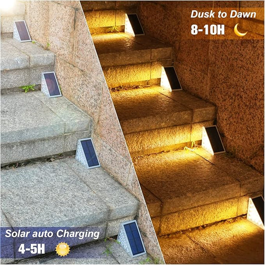 VOLISUN Outdoor Stair Lights 12 Pack, Solar Step Lights Waterproof IP67,80 Lumen, Led Step Light Outdoor for Garden Backyard Stair, Front Door,Porch and Deck(Warm White)