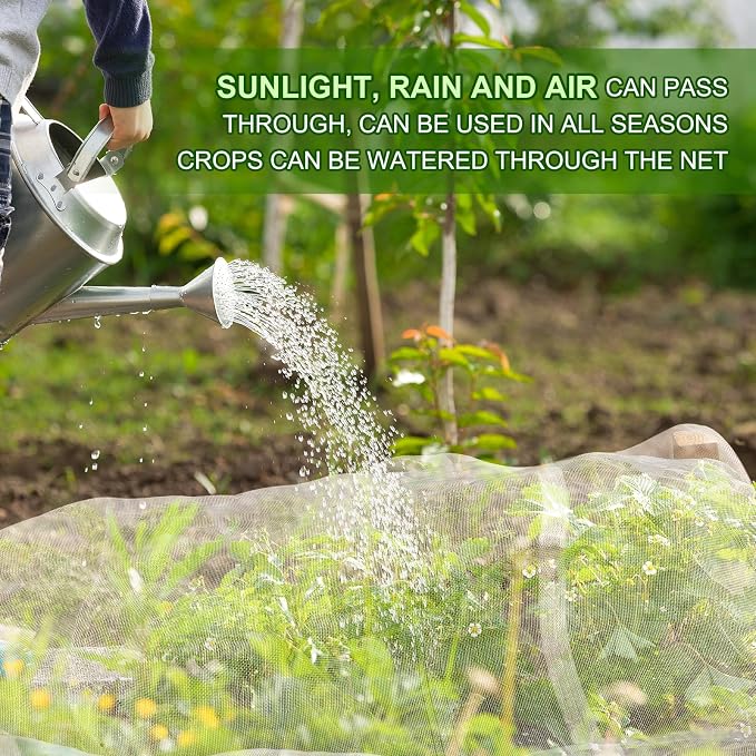Garden Netting, Jevrench Durable Ultra Fine Garden Netting, Garden Plant Cover Row Cover Makes Plants, Vegetables, Fruits, and Flowers Grow Better (13ft x 16ft)