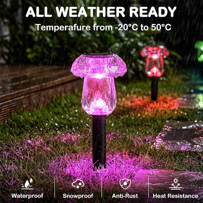 Solar Pathway Lights Outdoor 16 Pack Mushroom Garden Lights Waterproof Solar Powered Yard Lighting for Landscape, Driveway, Path, Walkway, Patio, Outside Garden Decorations, Color Changing