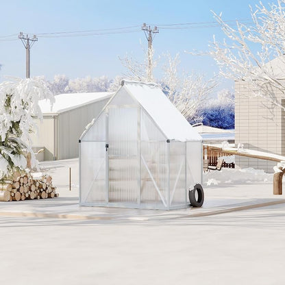 GarveeLife 6X4FT Polycarbonate Greenhouse with Aluminum Frame, Polycarbonate Greenhouse for Outdoors, Greenhouses with Ventilation, Aluminum Large Walk-in Greenhouses for Outside